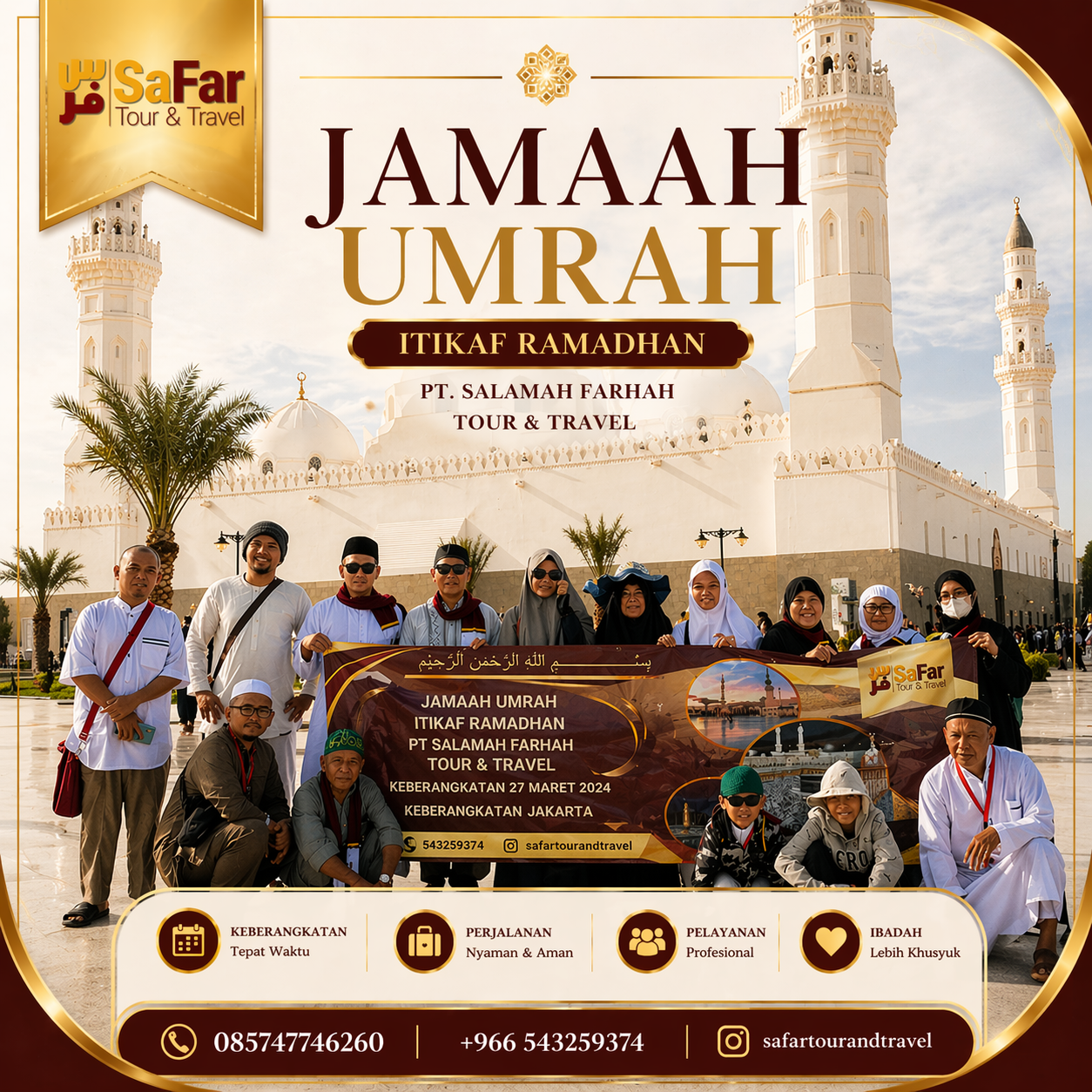 I'tikaf Ramadhan di Masjid Nabawi Madinah — paket umroh Ramadhan 2026 Salamah Farhah