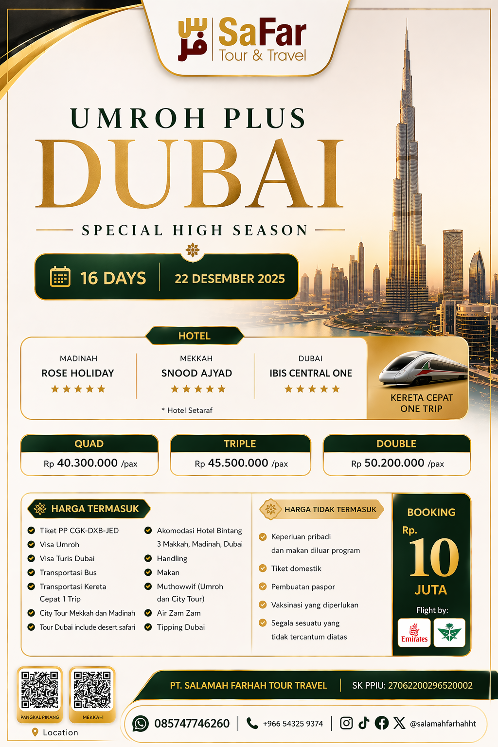 Paket Umroh Plus Dubai — ibadah umroh + wisata Burj Khalifa & Desert Safari