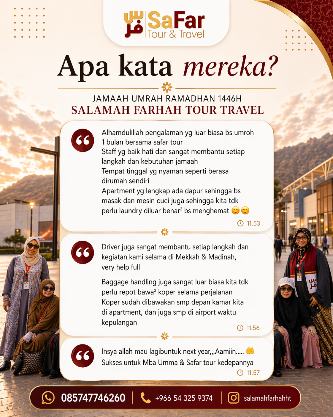 Testimoni jamaah umroh Salamah Farhah Tour Travel — pengalaman ibadah berkesan 4
